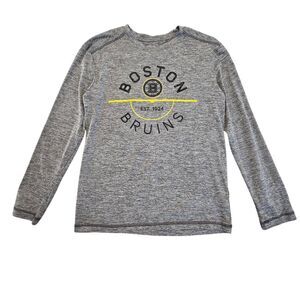 NHL Boston Bruins Shirt Mens Small Gray Space Dye Long Sleeve Performance Hockey